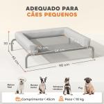 Cama Elevada para Cães com Latertais Amovíveis Cama Elevada para Cães Pequenos Portátil com Malha Respirável 90x65x30 cm Cinza