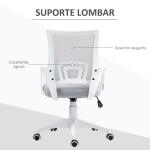 Cadeira de Escritório de Malha Giratória com Altura Ajustável Função Basculante e Apoio para os Braços 57x55x89 - 109 cm Cinza