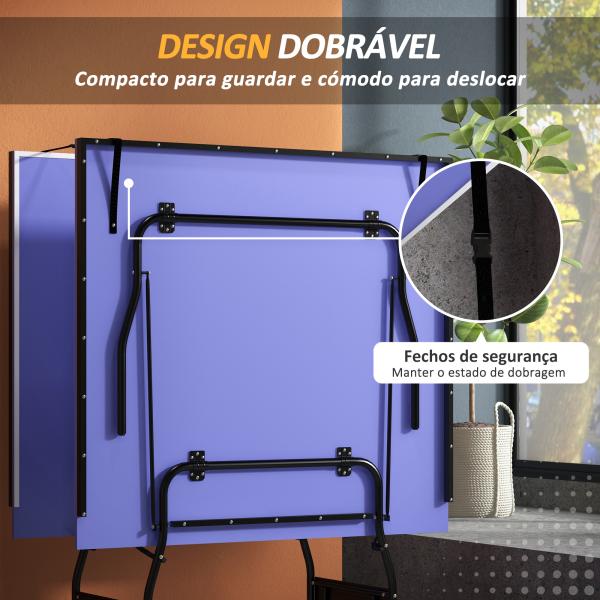Mesa de Ping Pong Dobrável Profissional com Rodas Inclui 2 Raquetes e 3 Bolas para Interior 274x152,5x76 cm Azul