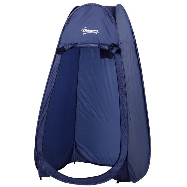 Tenda de Duche para Campismo Dobrável Pop UP Tenda de Privacidade com proteção UV e Tecido Impermeável 100x100x185cm Azul Escuro