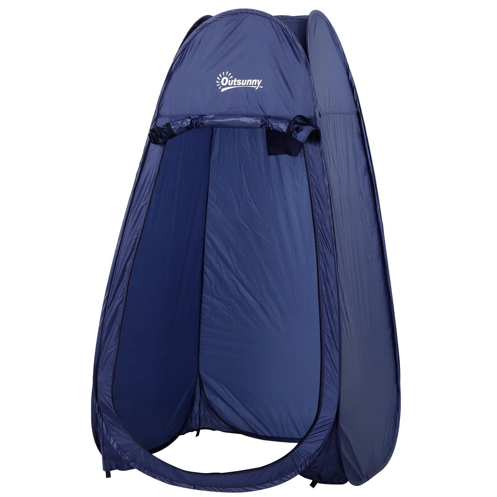 Tenda de Duche para Campismo Dobrável Pop UP Tenda de Privacidade com proteção UV e Tecido Impermeável 100x100x185cm Azul Escuro