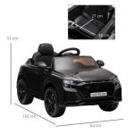 Carro Elétrico Infantil para Crianças de 3 - 5 Anos Licença Audi RS Q8 com Bateria 6V Controle a Distância Música MP3 Buzina e Luzes Velocidade Máx. 3km/h 101x62x51cm Preto