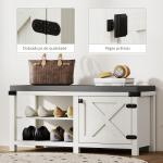 Banco Sapateira Rústico Organizador de Sapatos com Compartimentos para 7 Pares de Sapatos 100x40x48 cm Branco com Veios e Cinza