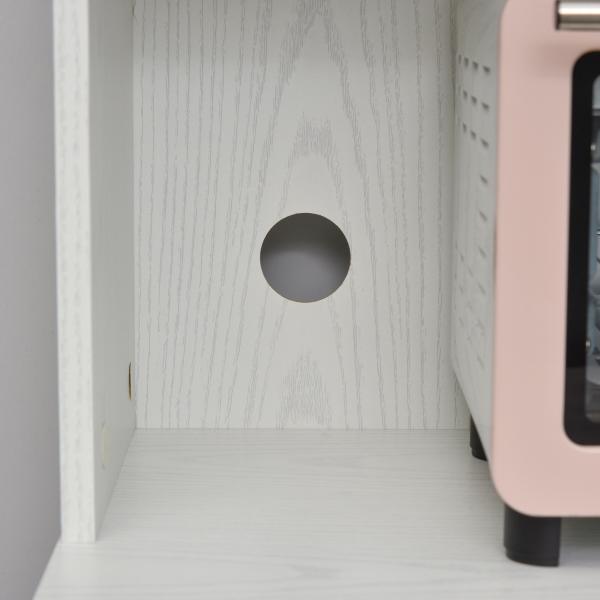 Armário Auxiliar para Micro - ondas Armário de Cozinha Baixo com Armário de 2 Portas e Prateleira Ajustável com Rodas Carga 70 kg 60,4x40,3x97 cm Branco
