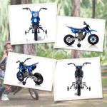 Mota Elétrica Infantil 12V com Música, Velocidade 2,4 - 5 km/h, Rodas Auxiliares, 107x56x70 cm, Azul
