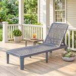Espreguiçadeira Reclinável de Jardim Exterior com Encosto Ajustável em 4 Posições e Estrutura de PP 191x55x35,5 cm Cinzento Escuro