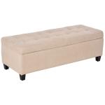 Banco de Armazenamento Acolchoado Banco Estofado em Linho Tampa com Abertura 125x49x41,5 cm Bege