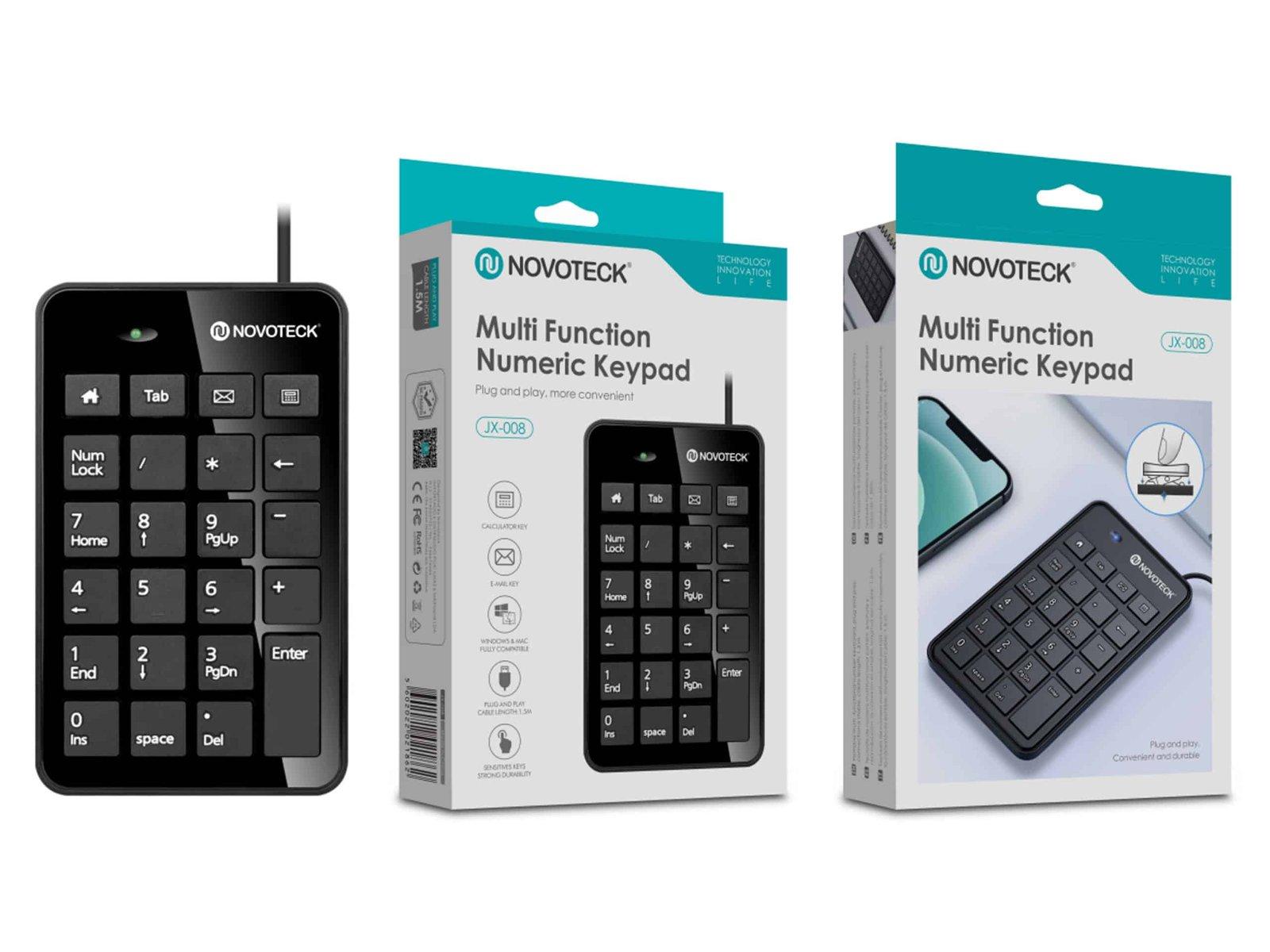 Teclado Numérico Multifuncional NOVOTECK JX-008 - Eficiência e Conforto no Trabalho