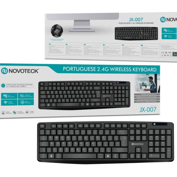 Teclado Sem Fios Português NOVOTECK JX-007 - Conectividade 2.4G e Eficiência Energética