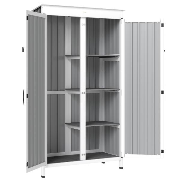 Abrigo de Jardim 94x43x166 cm Armário para Ferramentas com 2 Prateleiras Ajustáveis e 2 Portas Preto