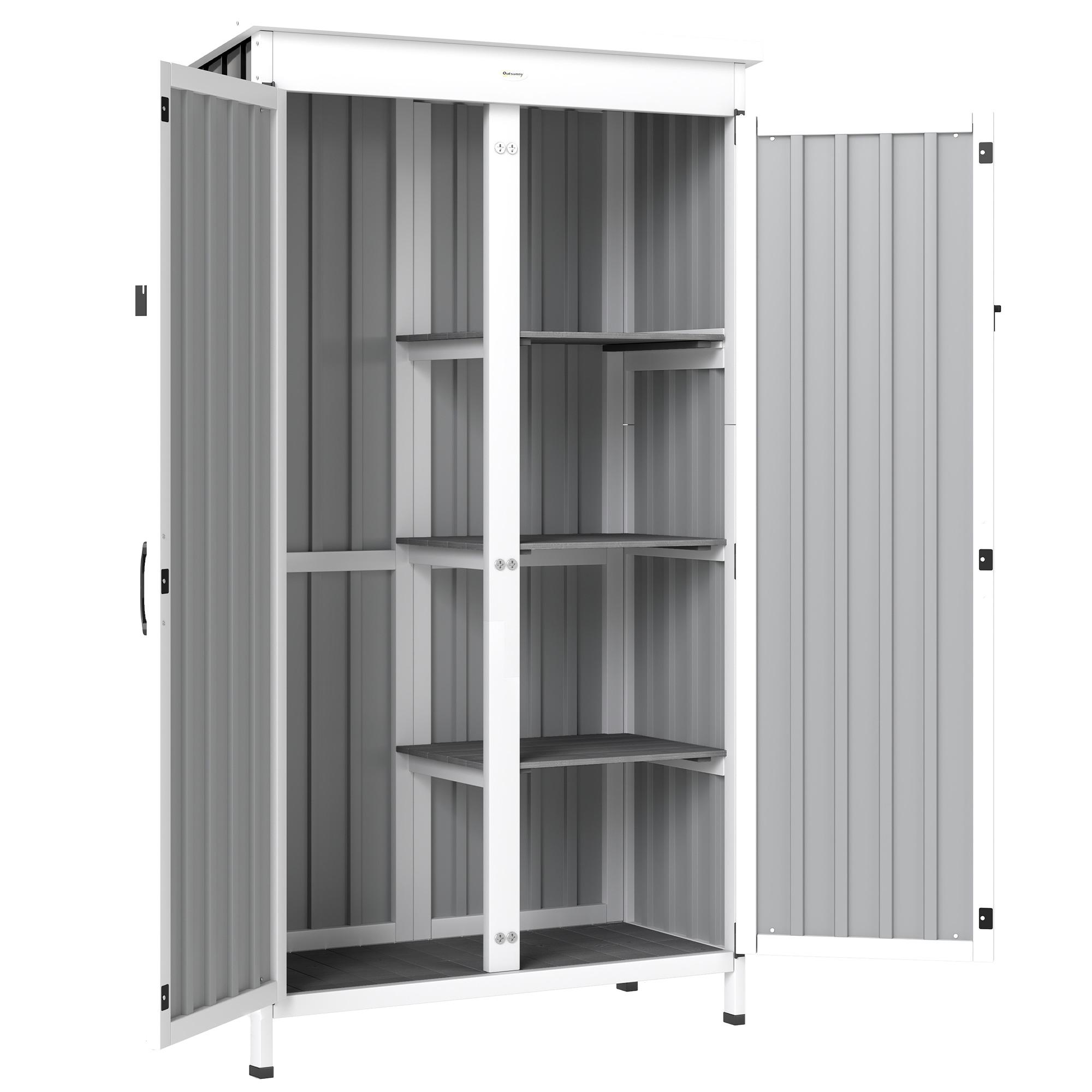 Abrigo de Jardim 94x43x166 cm Armário para Ferramentas com 2 Prateleiras Ajustáveis e 2 Portas Preto