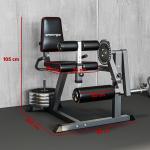 Máquina de Extensão e Flexão de Pernas Ajustável com Carga de Discos para Treino de Glúteos e Coxas em Ginásio