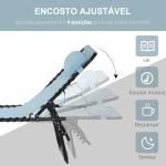 Espreguiçadeira Dobrável com Apoio de Cabeça Reclinável 4 Posições e Estrutura em Aço 189x58x30 cm Azul Claro