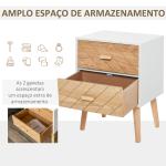 Mesa de Cabeceira com 2 Gavetas Espaço de Armazenamento para Dormitório 40x30x55,5 cm Branco e Madeira
