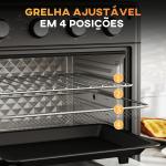 Mini Forno Elétrico 30L 1600W Mini Forno de Convecção com 7 Modos Temporizador e Temperatura Ajustável 43x39x39 cm Preto