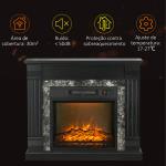 Lareira Elétrica 1800W com Efeito de Chama Realista e Proteção Contra Superaquecimento 80x21,6x67,8 cm Preto