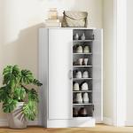 Sapateira de 2 Portas Sapateira para Entrada com 6 Prateleiras Ajustáveis para 14 Pares de Sapatos 55x35x108 cm Branco