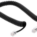 Cabo Telefone/Auscultador RJ9 Espiral (2 mts) - Preto