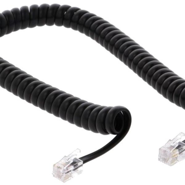 Cabo Telefone/Auscultador RJ9 Espiral (2 mts) - Preto