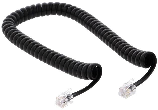 Cabo Telefone/Auscultador RJ9 Espiral (2 mts) - Preto
