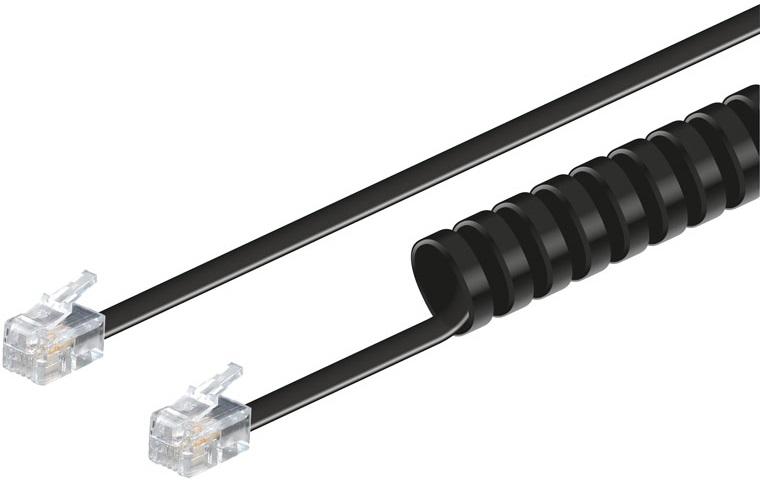 Cabo Telefone/Auscultador RJ9 Espiral (7,5 mts) - Preto