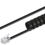 Cabo Telefone/Auscultador RJ9 Espiral (7,5 mts) - Preto