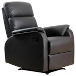 Poltrona Relax Reclinável Manualmente Estofada em PU com Apoio para os Pés Retrátil Assento e Encosto Acolchoados para Sala de Estar Escritório Dormitório 75x92x99cm Marrom