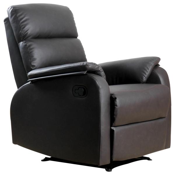 Poltrona Relax Reclinável Manualmente Estofada em PU com Apoio para os Pés Retrátil Assento e Encosto Acolchoados para Sala de Estar Escritório Dormitório 75x92x99cm Marrom