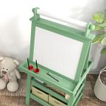 Cavalete de Pintura Infantil 3 em 1 Quadro Dupla Face com Rolo de Papel e Cestos de Arrumação Verde