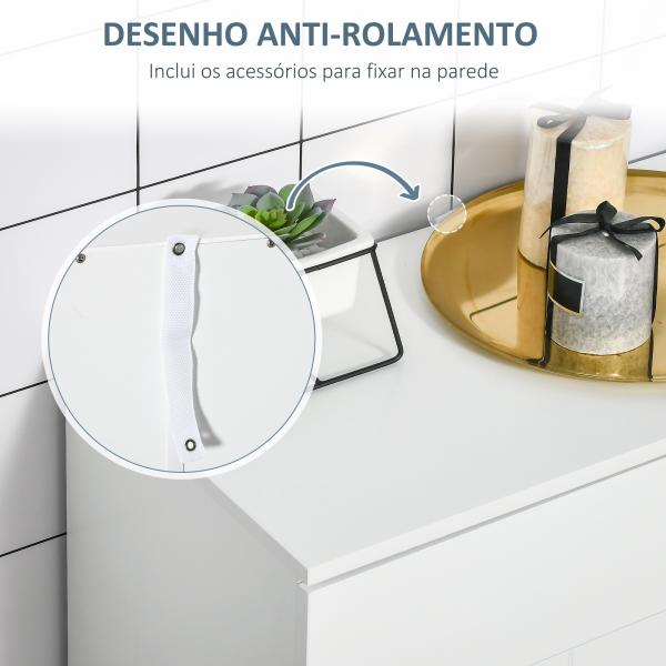 kleanklin Armário de Casa de Banho com 2 Portas e 2 Prateleiras Ajustáveis em 7 Níveis Móvel Auxiliar de Armazenamento para Sala de Estar Cozinha 60x30x80cm Branco