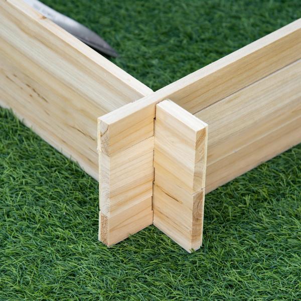 Caixa de Plantio de Madeira Quadrada de Chão Horta Vertical para Cultivos de Plantas Flores Ervas Terraço 100x100x16cm Madeira Natural