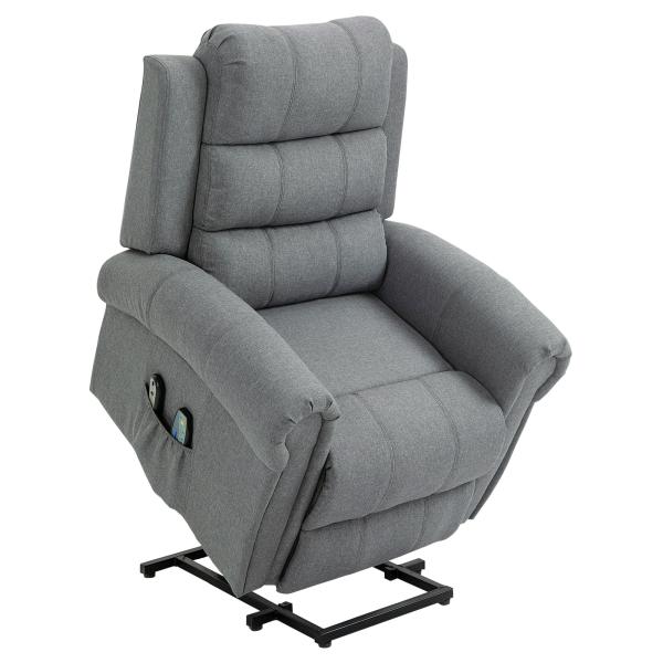 Poltrona Reclinável Elétrica Levanta Pessoas com Massagem Vibratória e Aquecimento 98x96x105 cm Cinza