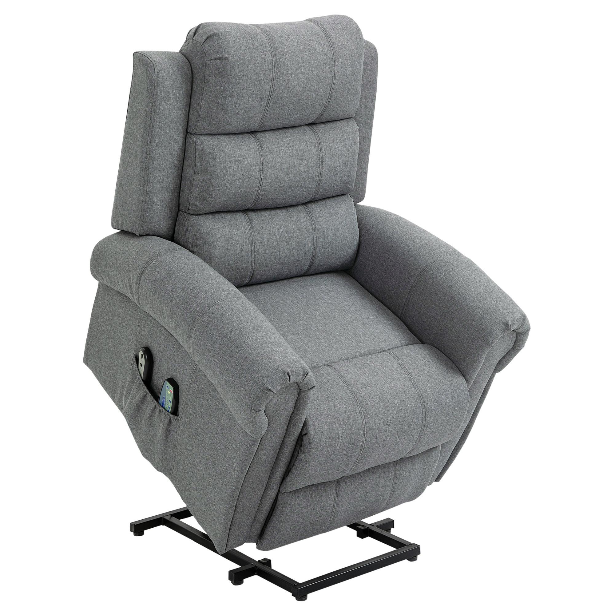 Poltrona Reclinável Elétrica Levanta Pessoas com Massagem Vibratória e Aquecimento 98x96x105 cm Cinza