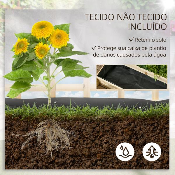 Floreira de 3 Níveis com Treliça Hortal Vertical com Tecido não Tecido para Cultivos de Verduras Flores 95x95x110 cm Madeira