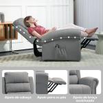 Poltrona Reclinável Elétrica Levanta Pessoas com Massagem Vibratória e Aquecimento 98x96x105 cm Cinza