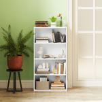 Estante de 4 Níveis Estante para Livros com 2 Prateleiras Ajustáveis para Sala de Estar Escritório Quarto 60x24x115,5 cm Branco