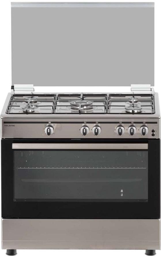Fogão a Gás Panorâmico 5 Zonas + Forno 91L TFF9062XGP.2 (Inox) - TELEFAC