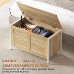 Baú de Armazenamento 95L Baú de Arrumação com Tampa Banco de Armazenamento com Dobradiça de Segurança 80x40x50 cm Madeira