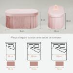 Puff de Arrumação Banco de Arrumação Dobrável 72 L 76x38x35 cm Estofado em Veludo Baú de Armazenamento Rosa
