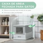 Caixa de Areia para Gatos Dobrável Caixa de Areia para Gatos Fechada com Bandeja Removível e Pá 47,5x35,5x36,7cm Cinza