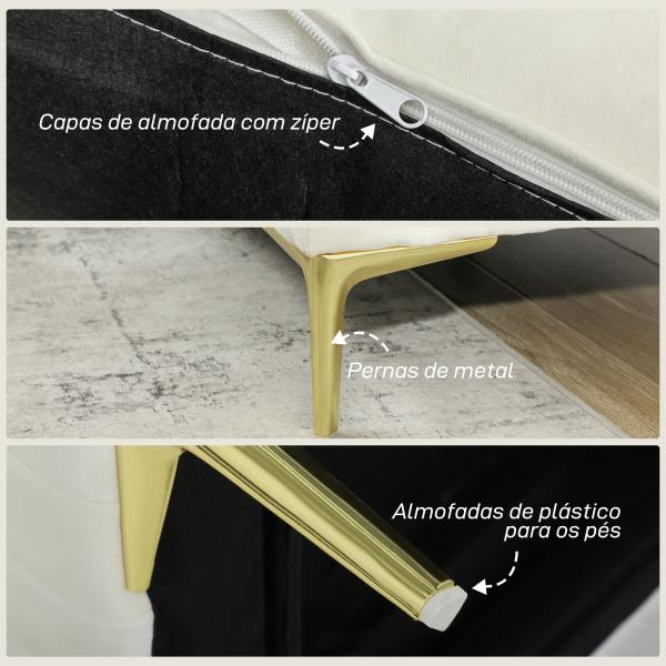 Poltrona de Sala Estofada em Veludo Acolchoamento Espesso Assento Amplo Apoio de Braços Almofada 81x77x81 cm Creme