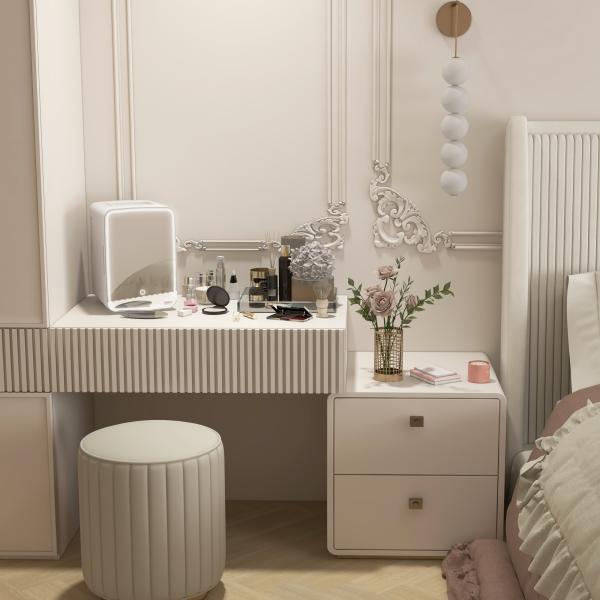 Mini Frigorífico para Cosméticos 10L 12V/240V para Arrefecer e Aquecer com Espelho de Luzes LED 23,5x28x34 cm Branco