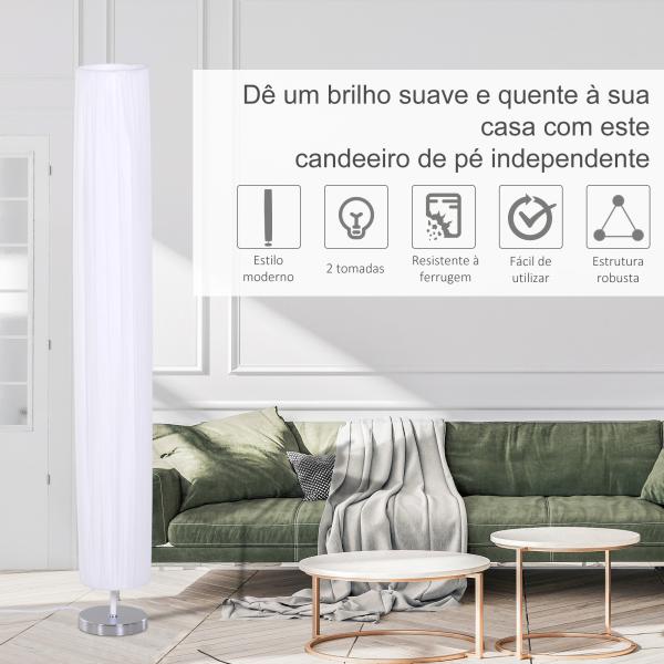 Candeeiro de Pé Moderno com Interruptor de Pé e Base de Aço Inoxidável Ø15x120 cm Branco