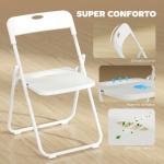 Conjunto de 6 Cadeiras Dobráveis com Encosto Curvo Assento Côncavo com Ventilação 48,5x47x75 cm Branco