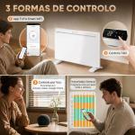 Aquecedor de Painel Inteligente 1500 W de Parede ou Independente com Temporizador Semanal, Branco