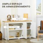 Aparador de Sala de Estar Armário de Armazenamento com 3 Portas e Prateleiras Ajustáveis 120x37x75 cm Branco e Madeira