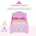 Cama Infantil Meninas c/ Barreira de Proteção 143x73 cm Carga Máx. 50kg para Crianças acima de 3 Anos Rosa