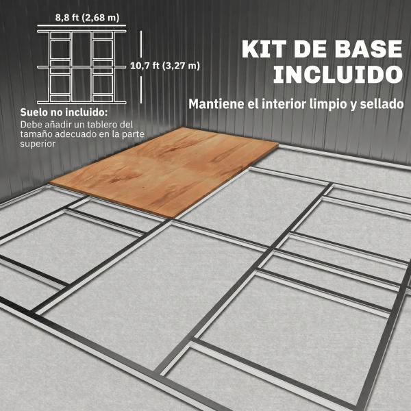Abrigo de Jardim Metálico 340x386x200cm Abrigo para Armazenamento de Ferramentas com Base de Reforço Incluida Verde