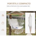 Cadeira Suspensa com Borlas Cadeira Rede Suspensa de Algodão Capacidade 120 kg Estilo Moderno para Exterior 90x50 cm Bege