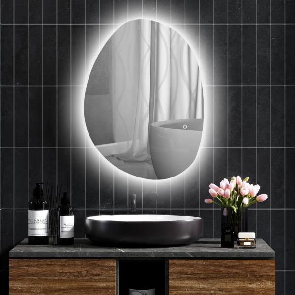 Espelho de Casa de Banho LED 3 Cores de Luz Brilho Regulável Função Anti Embaciamento Função Memória IP44 80x60 cm Prata